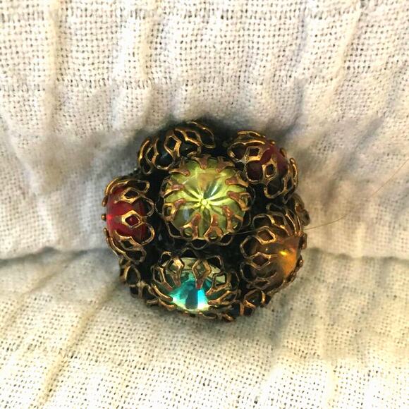 Estate late 90's Brass/Metal Disco Ball Charm - Picture 5 of 5